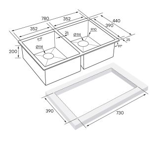 Мойка кухонная Paulmark Gerberg PM237844-BS брашированная нержавеющая сталь
